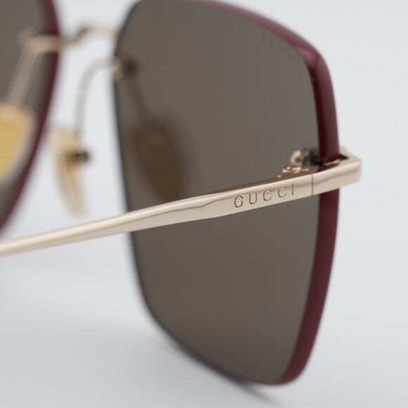 Gucci GG1955SA 002 Sunglasses Gold/Brown Square Frame, Brown Lenses main image 8